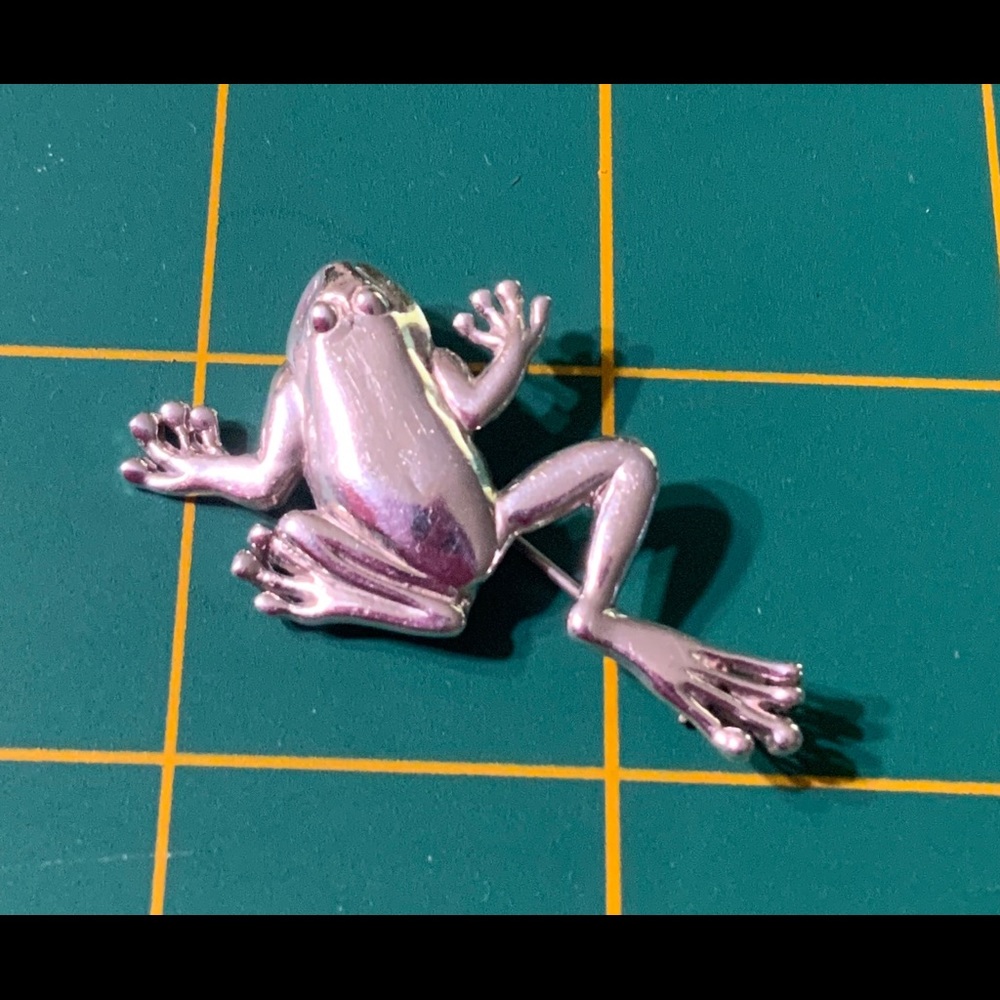 Sterling Silver Tree Frog pin / brooch.